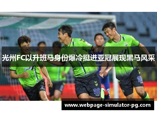 光州FC以升班马身份爆冷挺进亚冠展现黑马风采